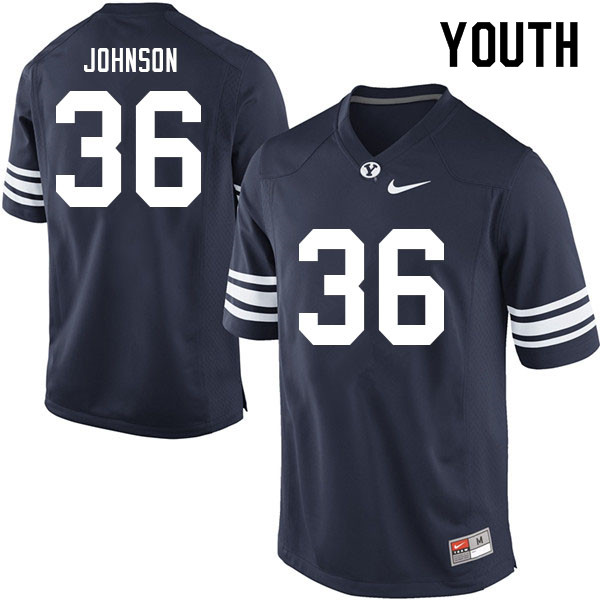 Youth #36 Evan Johnson BYU Cougars College Football Jerseys Sale-Navy